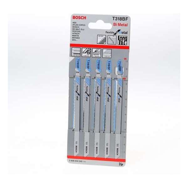 Bosch Decoupeerzaagblad metaal T 318 BF blister van 5 bladen Bosch Decoupeerzaagblad metaal T 318 BF blister van 5 bladen