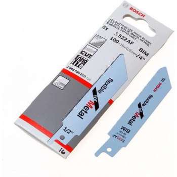 Bosch Reciprozaagblad metaal kort S 522 AF 100mm blister van 5 bladen