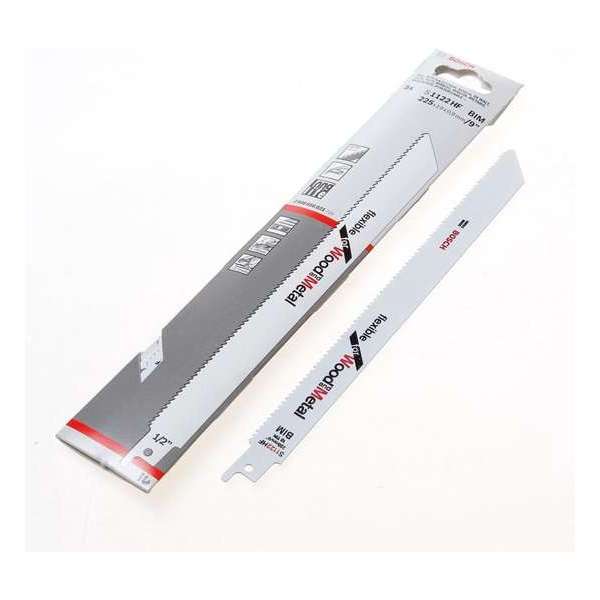 Bosch Reciprozaagblad flexibel hout en metaal S 1122 HF 225mm blister van 5 zaagjes Bosch Reciprozaagblad flexibel hout en metaal S 1122 HF 225mm blister van 5 zaagjes