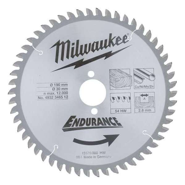 Milwaukee 4932471303 Cirkelzaagblad - 190 x 30 x 54T Milwaukee 4932471303 Cirkelzaagblad - 190 x 30 x 54T