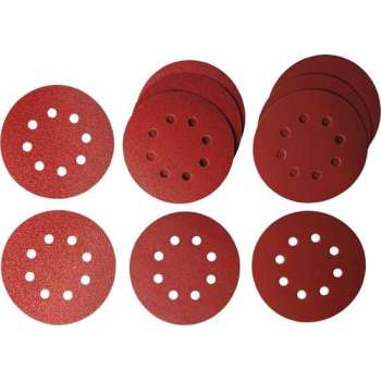 Schuurpapier rond 125mm, 8-gaats, 10 stuks div korrels: 2x60 4x120  4x240 | Makita P-43549