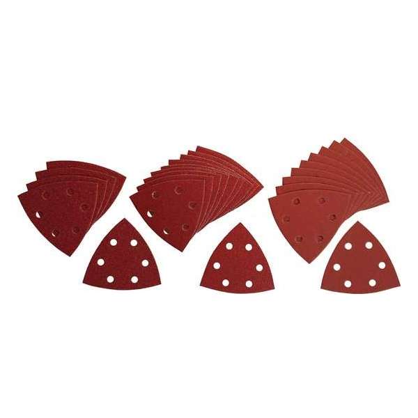Schuurpapier delta 6-gaats 93mm, 25 stuks div korrels: 5x60 10x120 10x240 | hout en metaal Schuurpapier delta 6-gaats 93mm, 25 stuks div korrels: 5x60 10x120 10x240 | hout en metaal