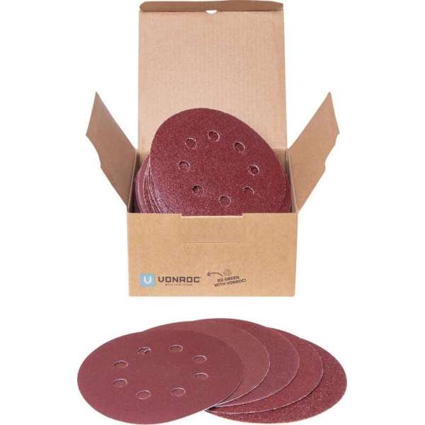 VONROC Schuurpapier set 125mm – 50 stuks – Voor excentrische schuurmachines - Klittenbandbevestiging VONROC Schuurpapier set 125mm – 50 stuks – Voor excentrische schuurmachines - Klittenbandbevestiging