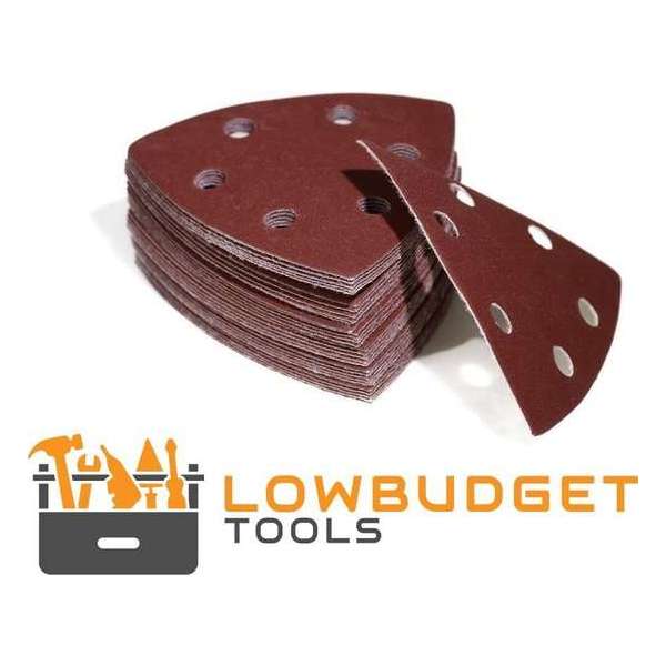 LOWBUDGET TOOLS - Schuurpapier Delta driehoek - 93x93x93 mm - 30-delig - P40-P60-P80-P120-P180-P240 LOWBUDGET TOOLS - Schuurpapier Delta driehoek - 93x93x93 mm - 30-delig - P40-P60-P80-P120-P180-P240
