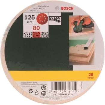 Bosch Schuurbladenset - 25-delig - 125 mm (korrel 80)