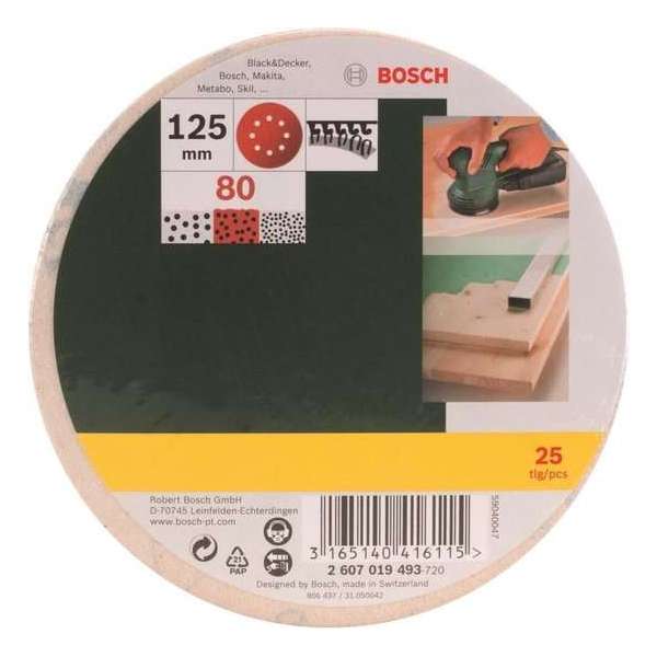 Bosch Schuurbladenset - 25-delig - 125 mm (korrel 80)