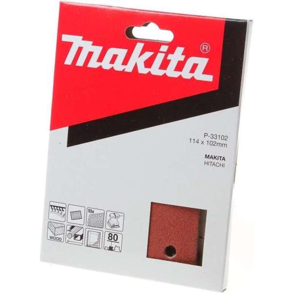 Makita P-33102 Vlak schuurvel Red - K80 - 114 x 102mm (10st) Makita P-33102 Vlak schuurvel Red - K80 - 114 x 102mm (10st)