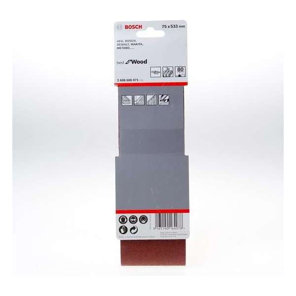 Bosch - 3-delige schuurbandset 75 x 533 mm - 80 Bosch - 3-delige schuurbandset 75 x 533 mm - 80