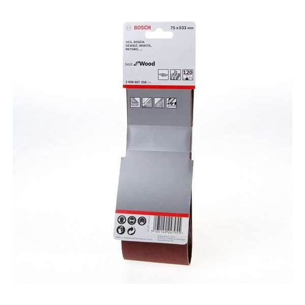 Bosch - 3-delige schuurbandset 75 x 533 mm - 120 Bosch - 3-delige schuurbandset 75 x 533 mm - 120