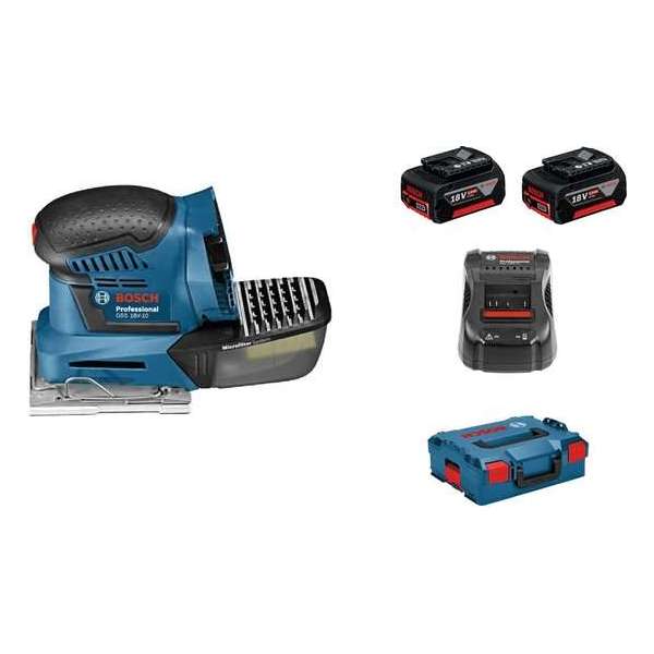 Bosch Professional GSS 18V-10 Accu vlakschuurmachine - 18 V - Met 2 x 4,0 Ah accu's Bosch Professional GSS 18V-10 Accu vlakschuurmachine - 18 V - Met 2 x 4,0 Ah accu's