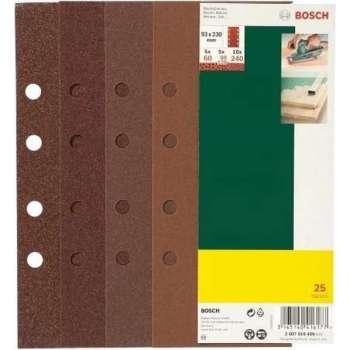 Bosch 25-delige schuurbladenset voor vlakschuurmachine - spansysteem - 93 x 230 mm - 8 gaten - korrel 120