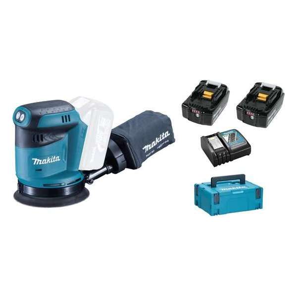 Makita DBO180RMJ 18V Li-Ion Accu excentrische schuurmachine set (2x 4.0Ah accu) in Mbox - 125mm Makita DBO180RMJ 18V Li-Ion Accu excentrische schuurmachine set (2x 4.0Ah accu) in Mbox - 125mm