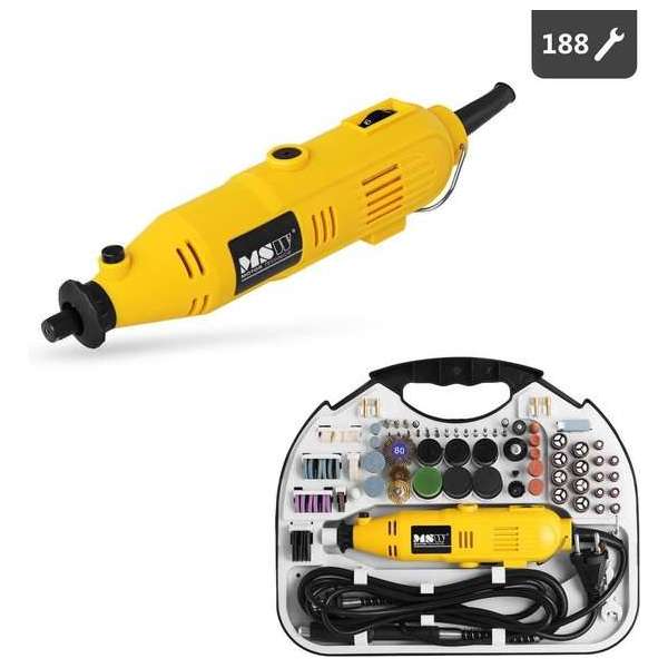 MSW Mini-slijper - Flexibele as- Statief - Toebehoor 91 st. - 35.000 t/min MSW Mini-slijper - Flexibele as- Statief - Toebehoor 91 st. - 35.000 t/min