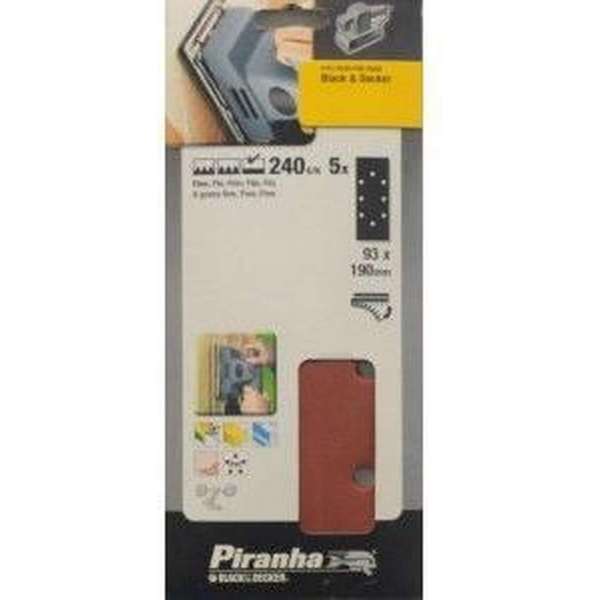 Piranha Schuurstroken 187 x 93 mm zelfhechtend, 240K 5 stuks X31527 Piranha Schuurstroken 187 x 93 mm zelfhechtend, 240K 5 stuks X31527