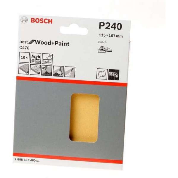 Bosch - 10-delige schuurbladset 115 x 107 mm, 240 Bosch - 10-delige schuurbladset 115 x 107 mm, 240