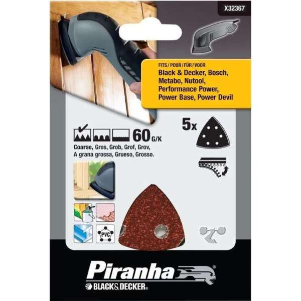 Piranha Schuurstrook Driehoek schuurmachine, 80K 5 stuks X32432 Piranha Schuurstrook Driehoek schuurmachine, 80K 5 stuks X32432