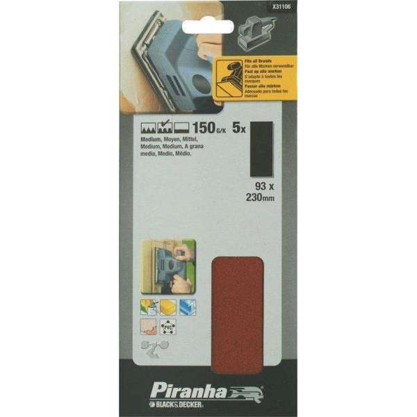 Piranha Schuurstroken 230 x 93 mm Super - Type C, 150K 5 stuks X31106 Piranha Schuurstroken 230 x 93 mm Super - Type C, 150K 5 stuks X31106