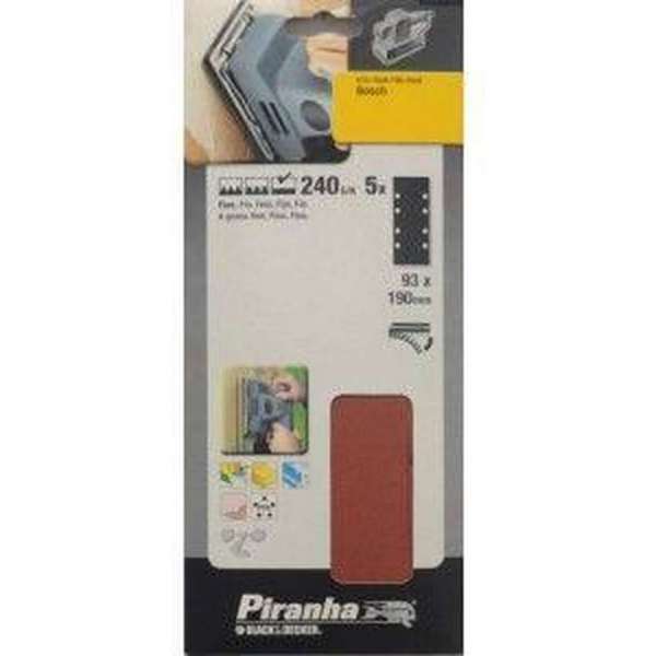 Piranha Schuurstroken 187 x 93 mm zelfhechtend, 240K 5 stuks X31592 Piranha Schuurstroken 187 x 93 mm zelfhechtend, 240K 5 stuks X31592