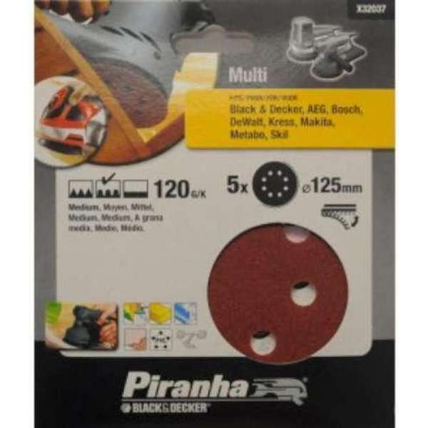 Piranha Schuurschijf excentrische schuurmachine 125mm, 120K 5 stuks X32037 Piranha Schuurschijf excentrische schuurmachine 125mm, 120K 5 stuks X32037
