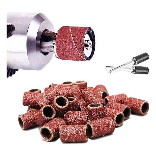 Set van 60 schuurbandjes (8 mm, 2 opspandoorns) Set van 60 schuurbandjes (8 mm, 2 opspandoorns)