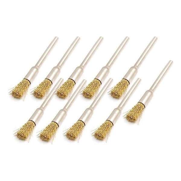 Set van 30 mini metaalborstels (messing), cylinder, 3.175 mm Set van 30 mini metaalborstels (messing), cylinder, 3.175 mm