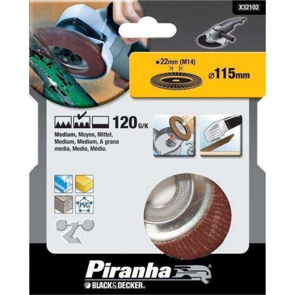 Piranha Lamellen schuurschijf, 120K 115mm X32102 Piranha Lamellen schuurschijf, 120K 115mm X32102