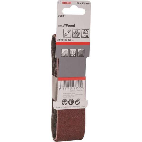 Bosch - 3-delige schuurbandset 40 x 305 mm, 40 Bosch - 3-delige schuurbandset 40 x 305 mm, 40