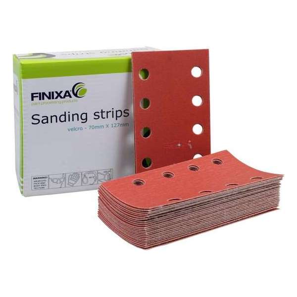 FINIXA Schuurstroken 70x125mm met 8 gaten - P400 FINIXA Schuurstroken 70x125mm met 8 gaten - P400