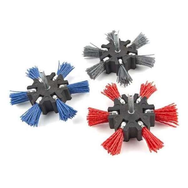 2 Stuks 100 mm nylon schuurborstel met 6 mm opname MIDDEL K120 2 Stuks 100 mm nylon schuurborstel met 6 mm opname MIDDEL K120