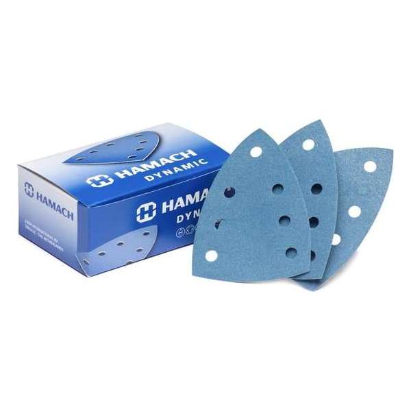 Hamach Dynamic velcro Delta schuurpapier met 7 stofafzuiggaten P60 - 50 stuks Hamach Dynamic velcro Delta schuurpapier met 7 stofafzuiggaten P60 - 50 stuks