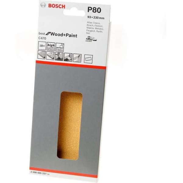 Bosch - 10-delige schuurbladset 93 x 230 mm, 80 Bosch - 10-delige schuurbladset 93 x 230 mm, 80