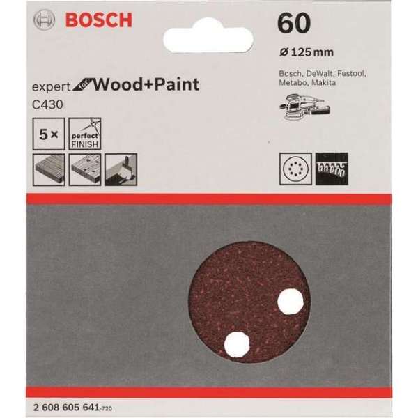 Bosch - 5-delige schuurbladenset 125 mm, 60 Bosch - 5-delige schuurbladenset 125 mm, 60