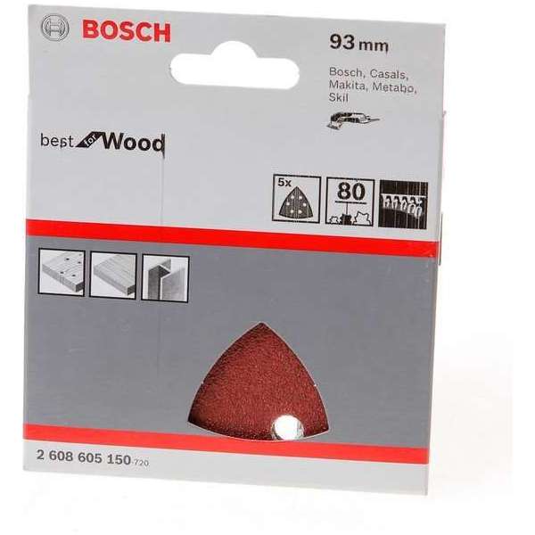 Bosch - 5-delige schuurbladenset 93 mm, 80 Bosch - 5-delige schuurbladenset 93 mm, 80