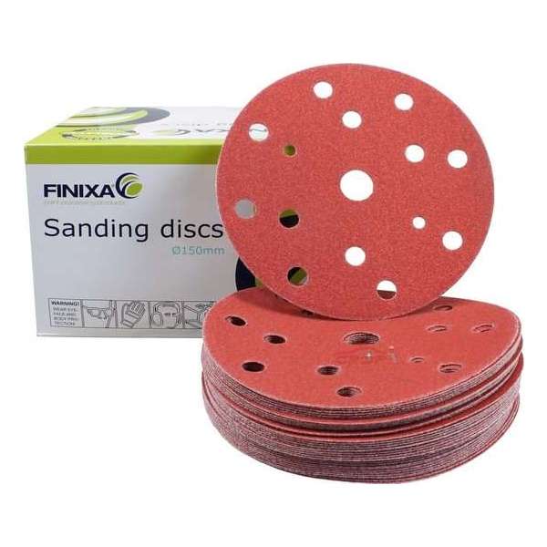 FINIXA Schuurschijven RED 150mm met 15 gaten - P1000 FINIXA Schuurschijven RED 150mm met 15 gaten - P1000