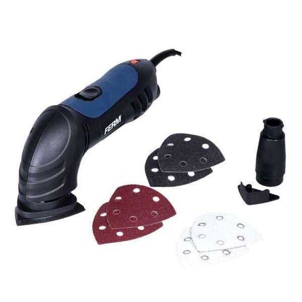 FERM DSM1009 Deltaschuurmachine - 280W - Variabele snelheidsregeling - Incl. 6 schuurvellen (P80) en stofzuigadapter FERM DSM1009 Deltaschuurmachine - 280W - Variabele snelheidsregeling - Incl. 6 schuurvellen (P80) en stofzuigadapter