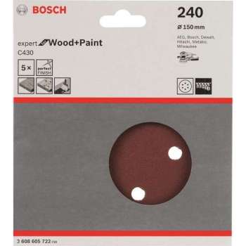 Bosch - 5-delige schuurbladenset 150 mm, 240