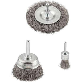 kwb DRAHTBÜRSTENSET, 4-DELIG, STAALDRAAD, GEGOLFD 597500 1 set(s)