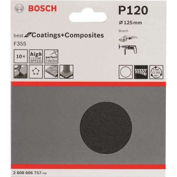 Bosch - 10-delige schuurbladset 125 mm, 120 Bosch - 10-delige schuurbladset 125 mm, 120