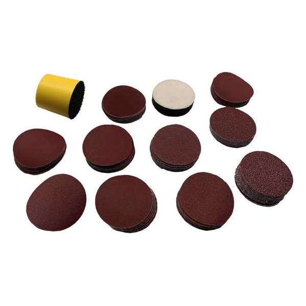 Set van 50 mm handschuurblok en 100 schuurschijfjes, korrel 80-2000 Set van 50 mm handschuurblok en 100 schuurschijfjes, korrel 80-2000