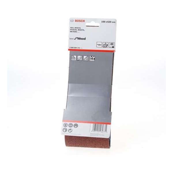 Bosch Schuurband 100 x 620mm K40 blister van 3 banden (Prijs per 2 stuks) Bosch Schuurband 100 x 620mm K40 blister van 3 banden (Prijs per 2 stuks)