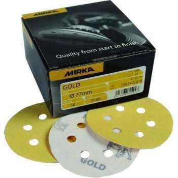 MIRKA Gold Schuurschijven 77mm met 6 gaten / 50 stuks - P220