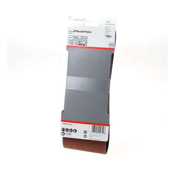 Bosch Schuurband wood and paint 100 x 610mm K120 blister van 3 banden (Prijs per 2 stuks) Bosch Schuurband wood and paint 100 x 610mm K120 blister van 3 banden (Prijs per 2 stuks)
