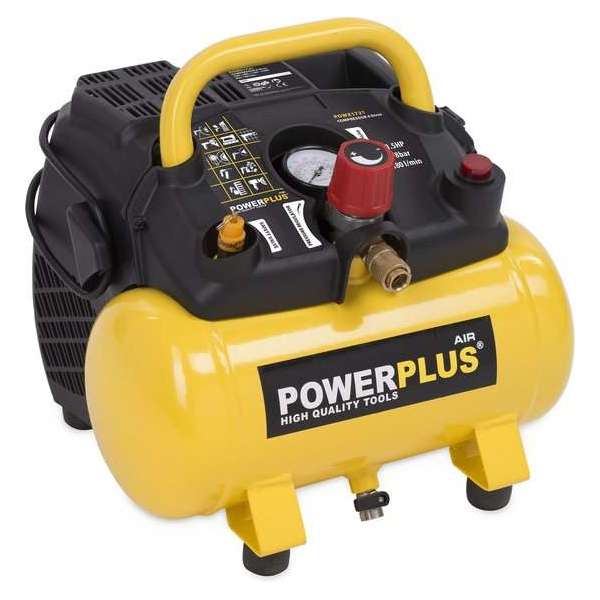 Powerplus POWX1721 Compressor - 8 bar - 6 liter tankinhoud Powerplus POWX1721 Compressor - 8 bar - 6 liter tankinhoud