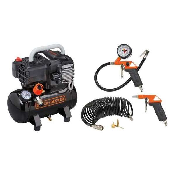 BLACK+DECKER Compressor BD195/6-NK - inclusief 6-delige Accessoire set BLACK+DECKER Compressor BD195/6-NK - inclusief 6-delige Accessoire set