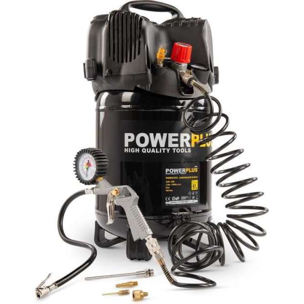 Powerplus POWX1731 Compressor - 8 bar - 24 liter tankinhoud - incl. accessoires Powerplus POWX1731 Compressor - 8 bar - 24 liter tankinhoud - incl. accessoires