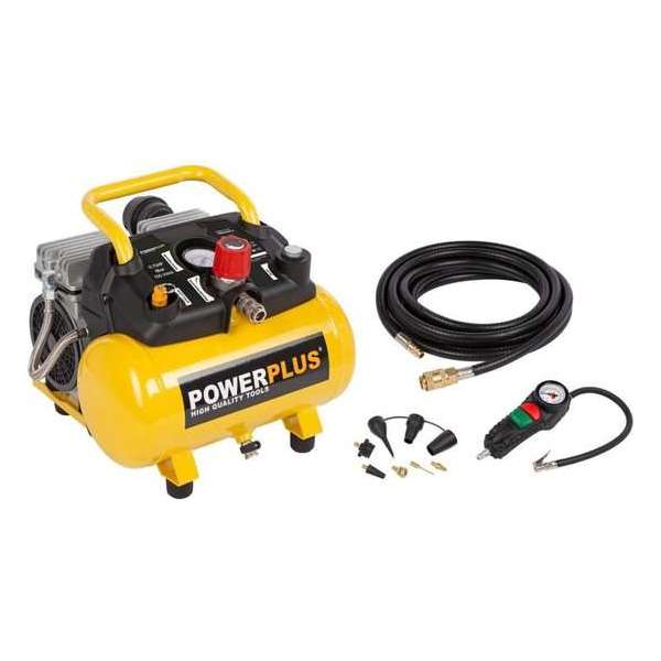Powerplus POWX1724S Compressor - 8 bar - 6 liter tankinhoud - Inclusief accessoires Powerplus POWX1724S Compressor - 8 bar - 6 liter tankinhoud - Inclusief accessoires