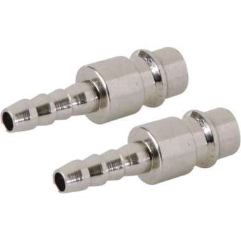 Silverline Euro Luchtslang Koppeling - 8 mm. Slangeind - 2 stuks