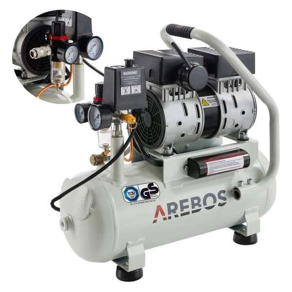 AREBOS Luchtcompressor met Drukvat 500 W en 12L Zonder Olie 89L Compressor AREBOS Luchtcompressor met Drukvat 500 W en 12L Zonder Olie 89L Compressor