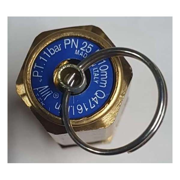 Compressor veiligheidsventiel 11 bar 3/8" aansluiting met ringblokkering Compressor veiligheidsventiel 11 bar 3/8" aansluiting met ringblokkering