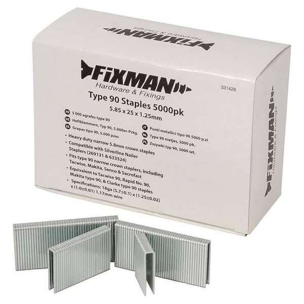 Fixman Type 90 Nietjes - Nieten - 25 mm. - 5000 stuks Fixman Type 90 Nietjes - Nieten - 25 mm. - 5000 stuks